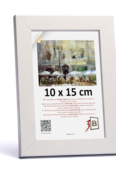 OEM Rama foto din lemn cu geam acrilic clasic 10x15 cm albă