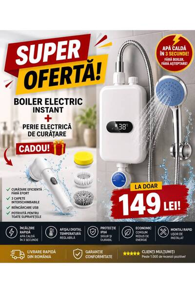 OEM MEGA OFERTĂ LIMITATA ! Boiler Electric Instant cu Afișaj Digital + Perie ...