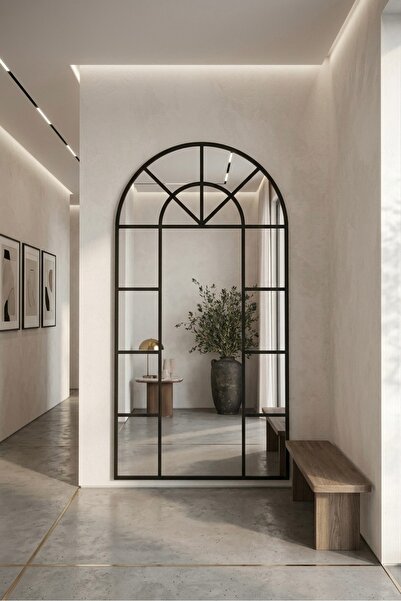 Marsah Home Siyah Metal Çerçeveli Dekoratif Ayna, 160x80 cm