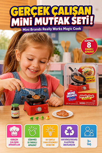 Zuru Mini Brands Really Works Magic Cook Mutfak Tavası Çalışan Mini Ocak Seti...