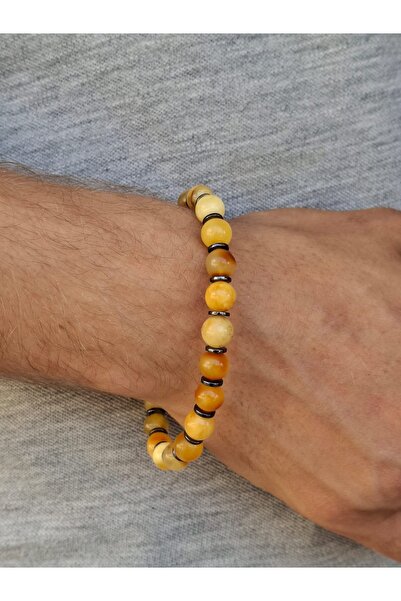 Süryani gümüş sanatı Special Original Amber Men's Bracelet for Father's Day