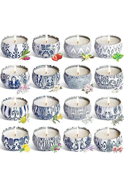 The Bros 16 PCS Scented Candles Gift Set, Natural Soy Wax Portable Travel Tin...