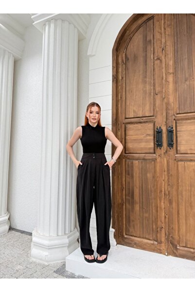 LİNALP Women's High Waist Relaxed Fit Palazzo Pants