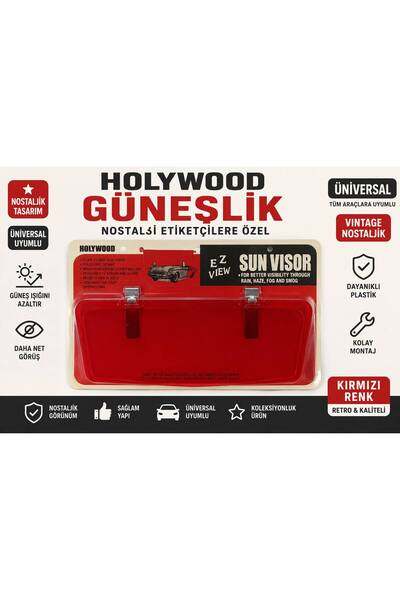 KUZEY AKSESUAR HOLYWOOD GÜNEŞLİK NOSTALJİ ETİKETÇİLERE ÖZEL ÜNİVERSAL KIRMIZI