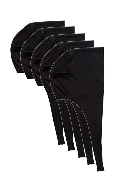 Royaleks 5 Pieces Hijab Bonnet Laced Lycra Black