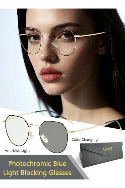 ROAISS Blue Light Blocking Sunglasses Round Color Changing Anti UV and Glare ...