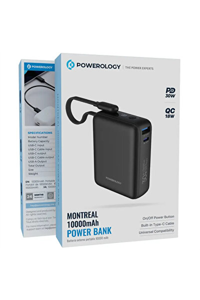 Powerology مونتريال باور بانك 10000 مللي أمبير أسود