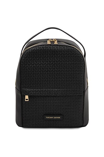 tuscany Leather Rucsac de damă din piele, model împletit - TL142576 - Negru
