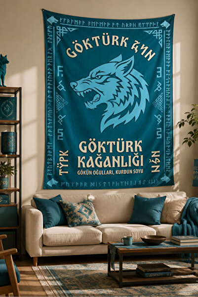 Vagonik Göktürk Kağanlığı Banner decorativ de perete din țesătură groasă
