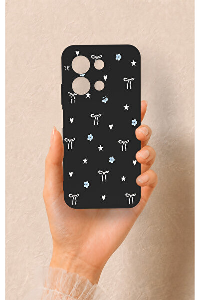 Vip Case Redmi 15C 4G Uyumlu Mini Fiyonk Siyah Desenli Silikon Kılıf