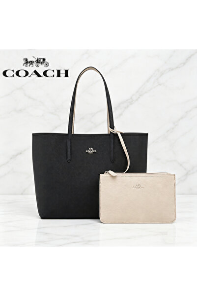 By Coach حقيبة يد نسائية كبيرة السعة ذات وجهين، حقيبة كتف، حقيبة كروس بودي، ح...