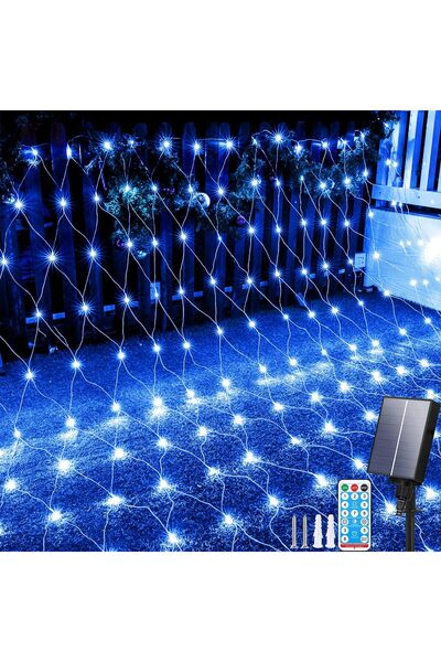 MADE IN CHINA Lumini solare tip plasă pentru exterior, 3x2M, 192 LED-uri, Lum...