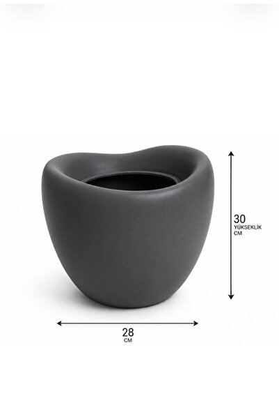 KastaSaksı antrasit gri 30x29 cm plastik amorf modern dekoratif saksi