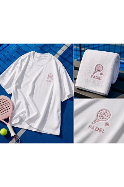 quella atelier Padel Nakışlı Oversize T-shirt Havlu Set