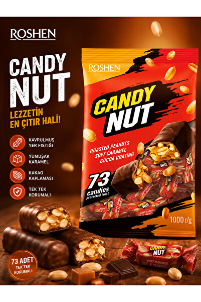Roshen Candy Nut Karamel ve yer Fıstıklı Çikolata 1 Kg