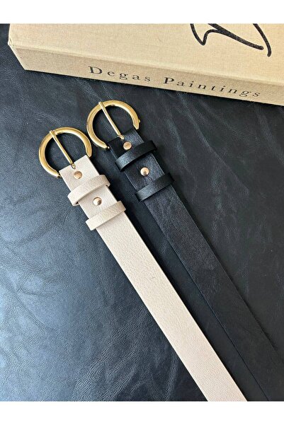 LİA KEMER 2'Li Merge Oval Buckle Jacket Belt, Dress Belt, Trouser Belt