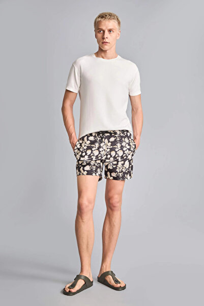 DeFacto I1788Axbk81 Black Printed Black Swim Shorts