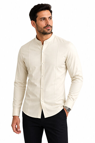Bravis collection Dar Kalıp Slimfit Uzunkol Hakimyaka Saten Gömlek
