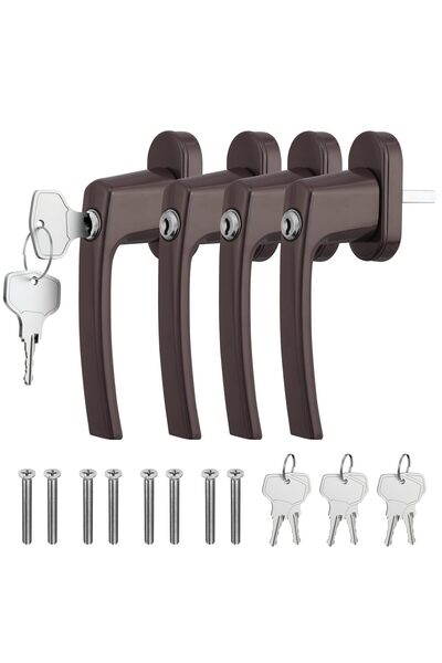 OEM Mânere de fereastră blocabile – 4 bucăți, Maro