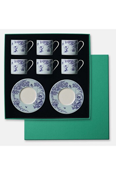 VİTELLİ Timeless Collection Mavi 12 Parça 6 Kişilik Çay Fincan Takımı 180 ml