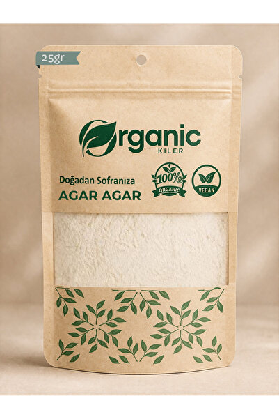 Organic Kiler Agar Agar - Bitkisel Jelatin - 900 Bloom - Su Yosunu Özütü %100...