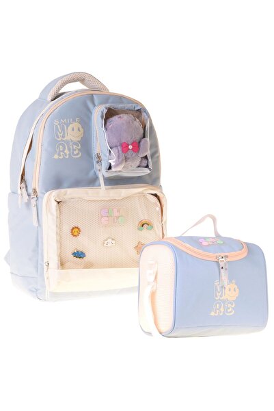CalaCilo Girl's Primary School Backpack and Lunch Set - Turquoise Smile Print...