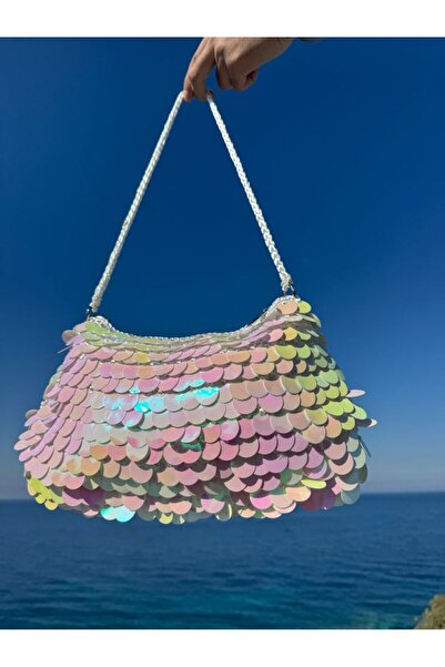 ARTTMACRAME Women's Hand-Knitted Bag, Floral Model Bag, Pearl Detailed Bag, Sequin Bag
