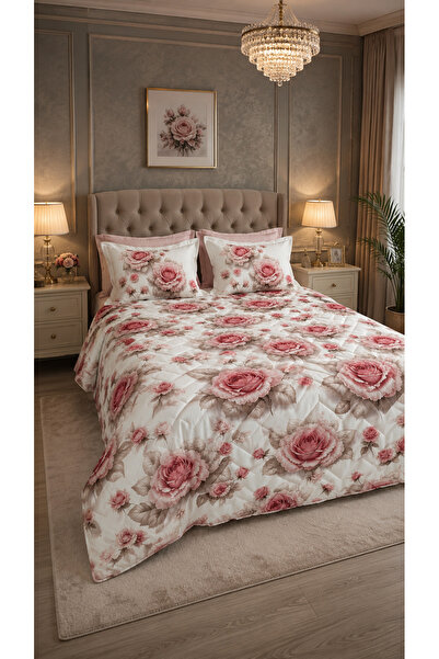 AYBERK HOME TEXTİLE New Rose Four Seasons Quilted Double Duvet Cover Set 6-Pi...