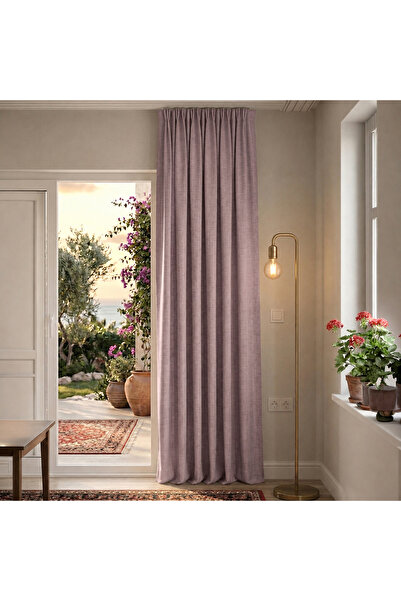 MebelPort Curtain 100% Linen Blackout Curtain 1X2 American Pleated Blackout C...