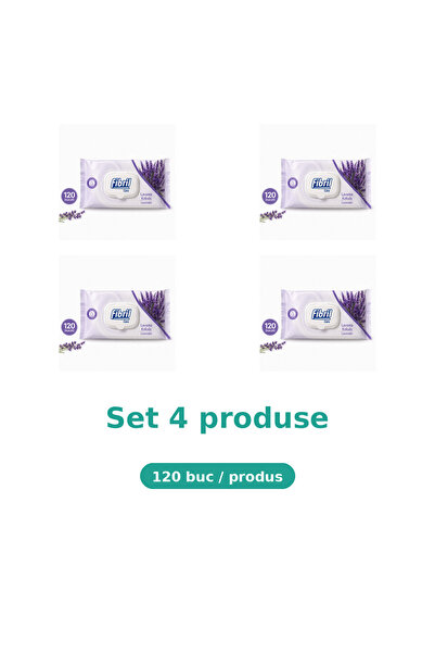 Fibril Bax 4 Pachete Care Servetele Umede Lavender, Lavanda, 120 Bucati, pent...