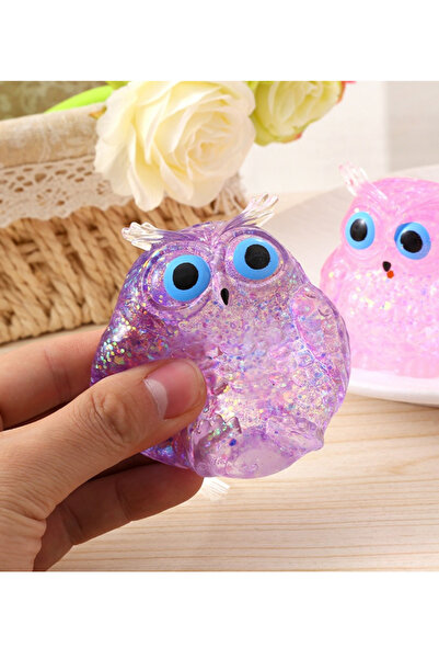 UĞURDAN Simli Baykuş Sukuşi Oyuncak Yumuşak Sıkma Oyuncağı Squishy Stres Gide...
