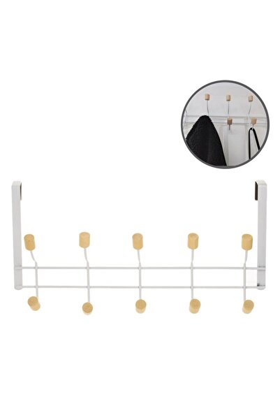 OEM Cârlige pentru Ușă și Dulap, Alb, 10 cârlige, 40cm, 4.5cm, 10