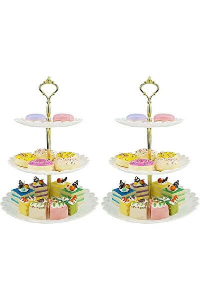 Arabest 2-Set 3-Tier Cupcake Stand,Fruit Plate,Dessert Display Tower,White,fo...