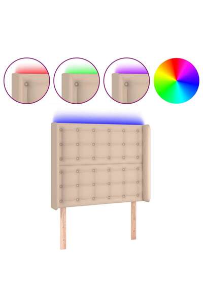 vidaxl Tăblie de pat cu LED cappuccino 83x16x118/128cm piele ecologică