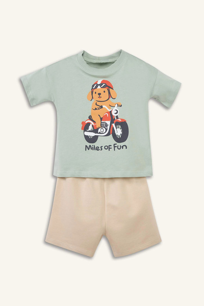 DeFacto G8114A5Gn1123 Green Printed 2-Piece Baby Boy Set