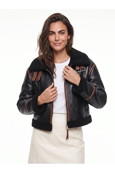 ONLOOX Matte Black Laminated Stretch Fabric Jacket with Belted Collar and Zip...
