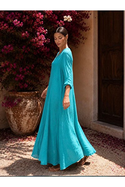 yusracollectionn Super Flattering Italian Linen Maxi Dress – Fits up to Size 46