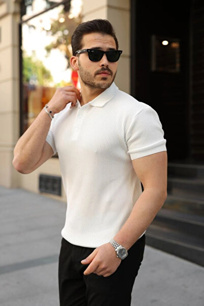 Beruflic Men's button-down collar short sleeve knit t-shirt