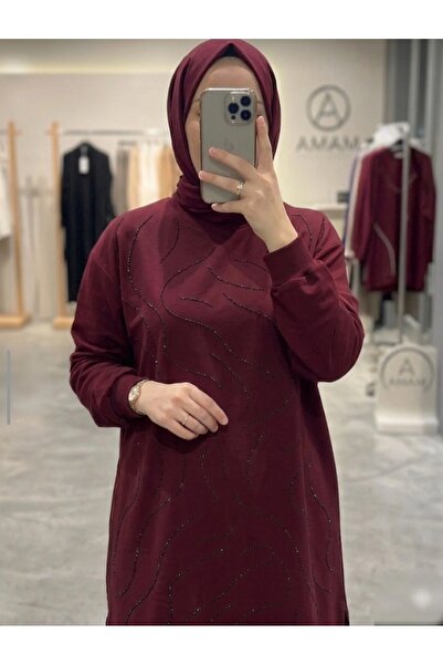 softalya moda Women's Wave Stone Embellished Hijab Tunic