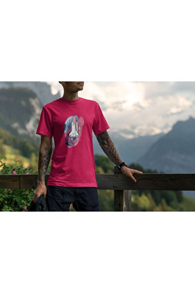 iLovePrints Space Shuttle with Abstract Background Tshirt
