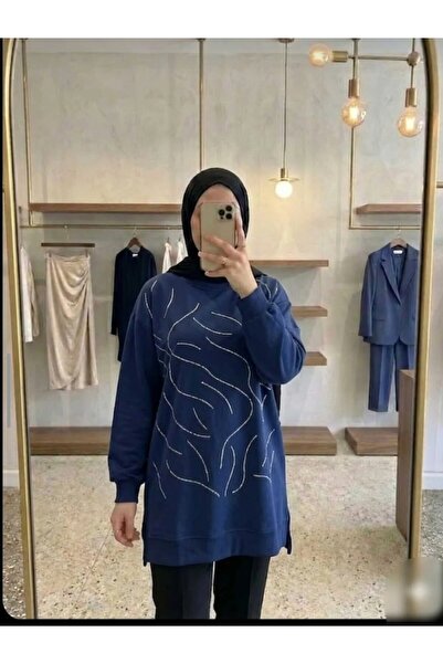 softalya moda Kadın dalga taşlı tesettür tunik