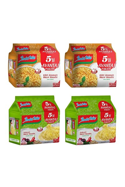 indome Indomie 5 li Paket Köri + Sebzeli Hazır Noodle 4 lü Karma Paket