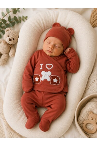 Superbaby Set Serde bebeluși nou-născut 0–3 luni, 5 piese cu imprimarea „I Lo...