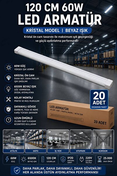 Noas 60 WATT 120CM KRİSTAL BANT ARMATÜR - 20 ADET
