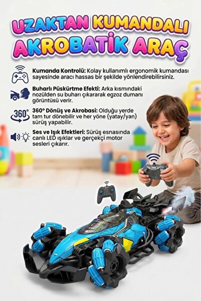 Tıfıl Toys Uzaktan Kumandalı Işıklı Sesli Şarjlı 13 Fonksiyonlu Duman Atan 2....