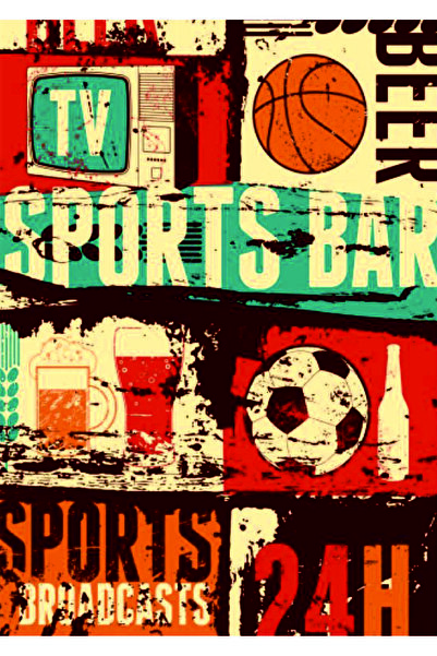 Lucena Semn decorativ de perete din lemn MDF cu tematică sportivă nostalgică,...