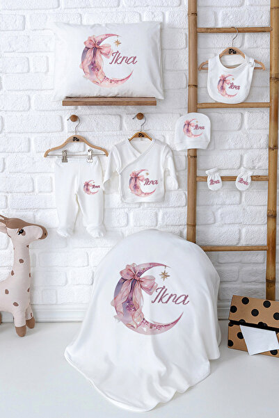 Pia Baby Kişiye Özel İsimli %100 Pamuk Kız Bebek Zıbın Seti Hastane Çıkışı Ta...