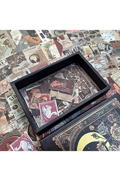 SF SCRAPBOOK KIRTASİYE مجموعة ورق سكراب بوك داكن اللون عتيق الطراز 200 قطعة |...