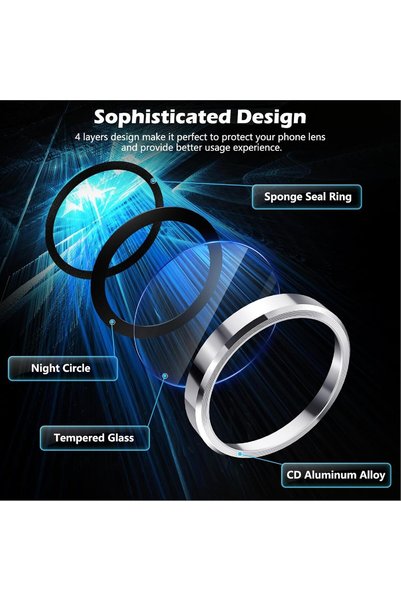 m.tk moveteck Honor 600 Pro Compatible Camera Protection Lens Protector Tempered Glass with Application Tool - Silver