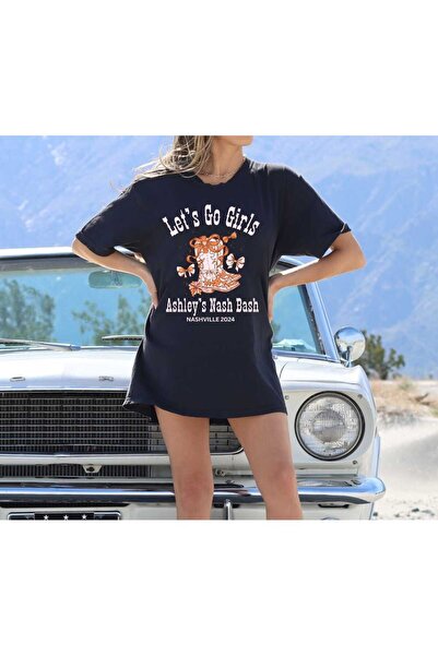 JENOLAN Lets Go εμπριμέ μαύρο oversize casual μπλουζάκι Boyfriend
